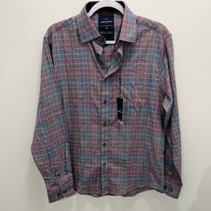 NWOT DANIEL HECHTER Luxe Flannel Rainbow Hue Check Button-Up Size Medium